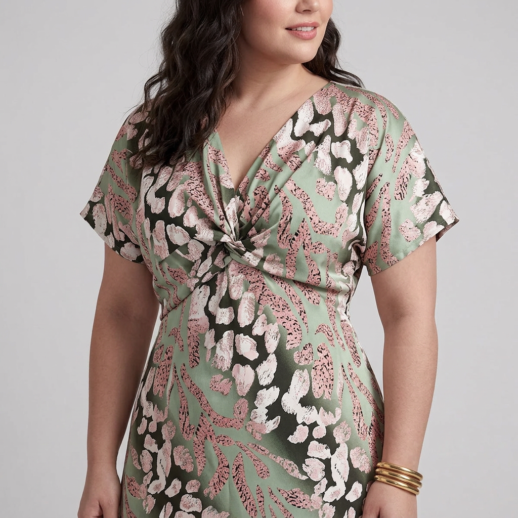 Stella &amp; Grace | Abstract Print V Neck Twist Waist Midi Dress