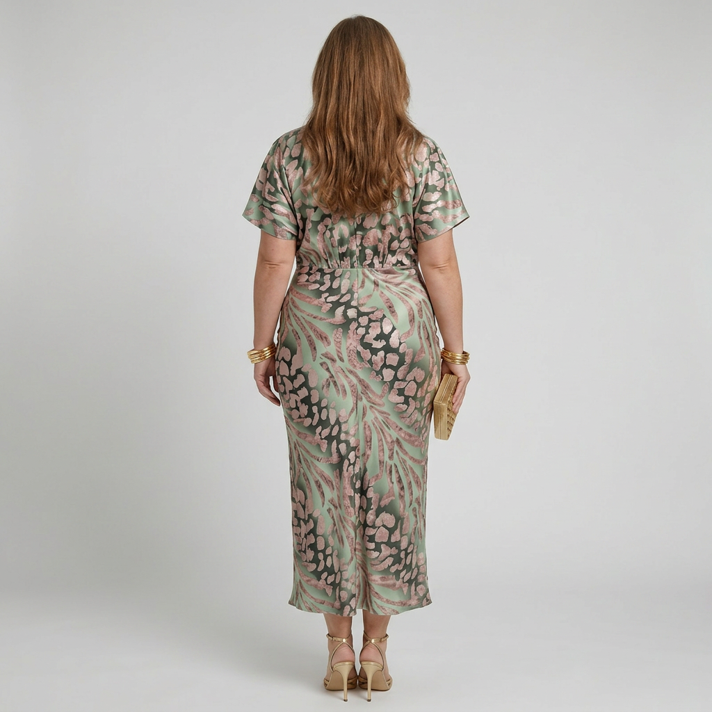 Stella &amp; Grace | Abstract Print V Neck Twist Waist Midi Dress