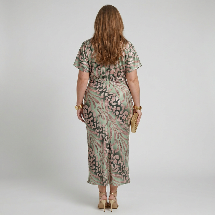 Stella &amp; Grace | Abstract Print V Neck Twist Waist Midi Dress