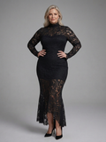 Nia | Midi lace dress with high collar and long sleeves