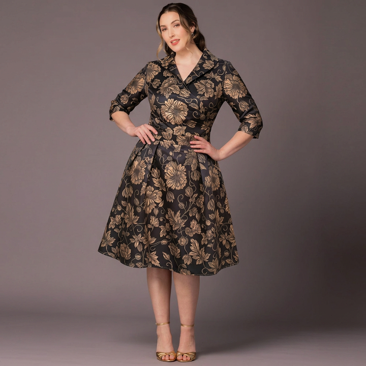 Vintage Floral Wrap Midi Dress