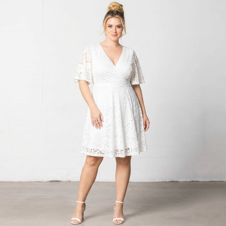 Clarissa Lace Flutter Sleeve Plus Size Wedding Dress