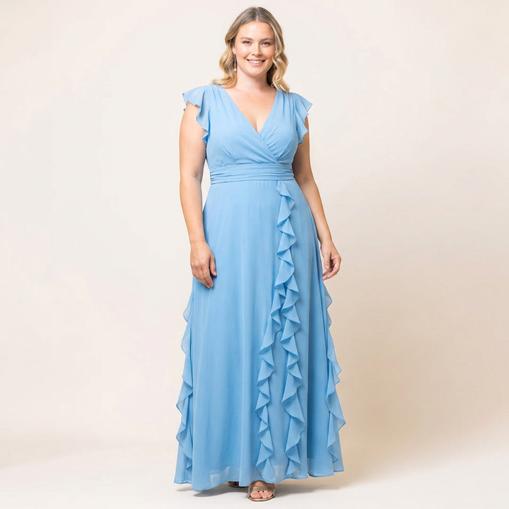 Veronica Cascading Ruffle Evening Gown