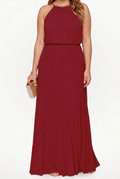 Verity  Sleeveless Pleated Halter-Neck Maxi Dress