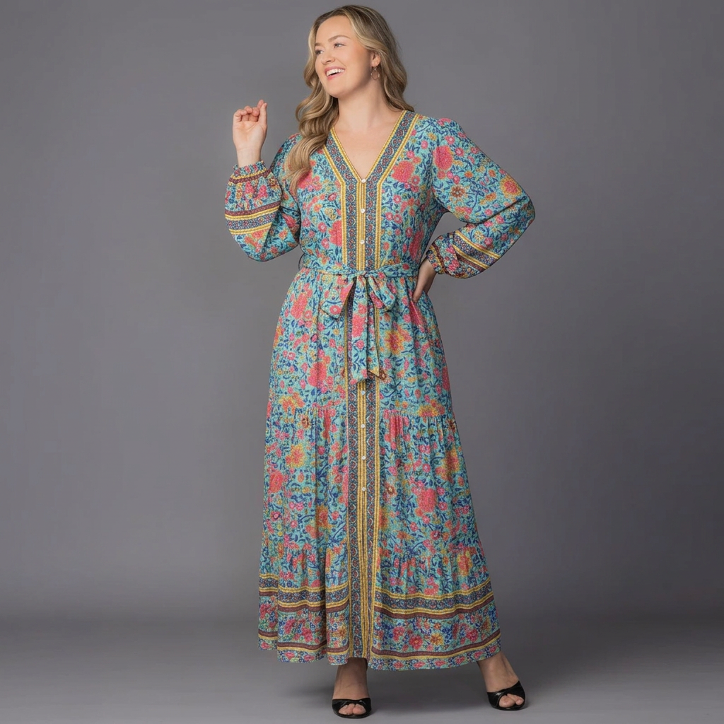 Wanderlust Border Print Maxi Dress