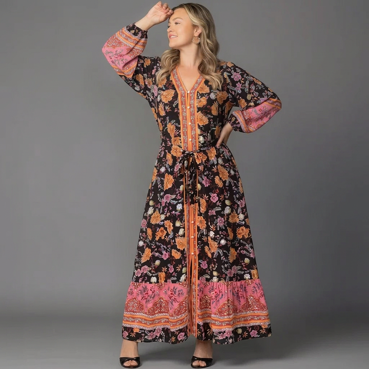 Wanderlust Border Print Maxi Dress