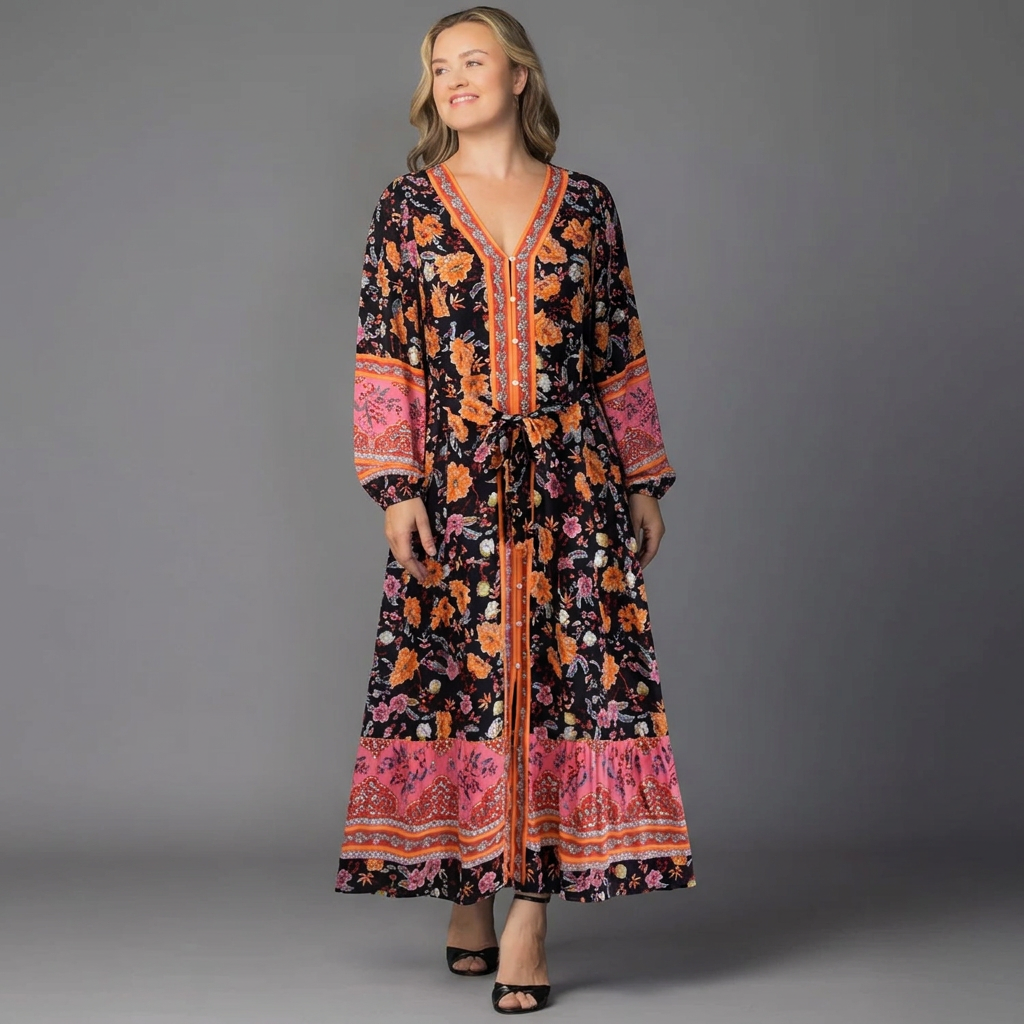 Wanderlust Border Print Maxi Dress