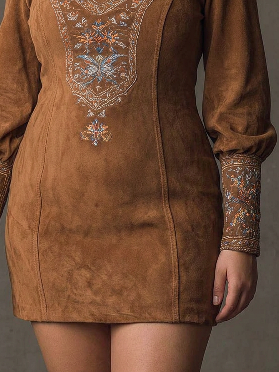 Lucienne  Suede-Effect Short Dress