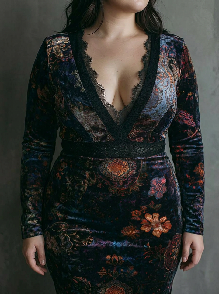 Nadia  Velvet Floral Mini Dress