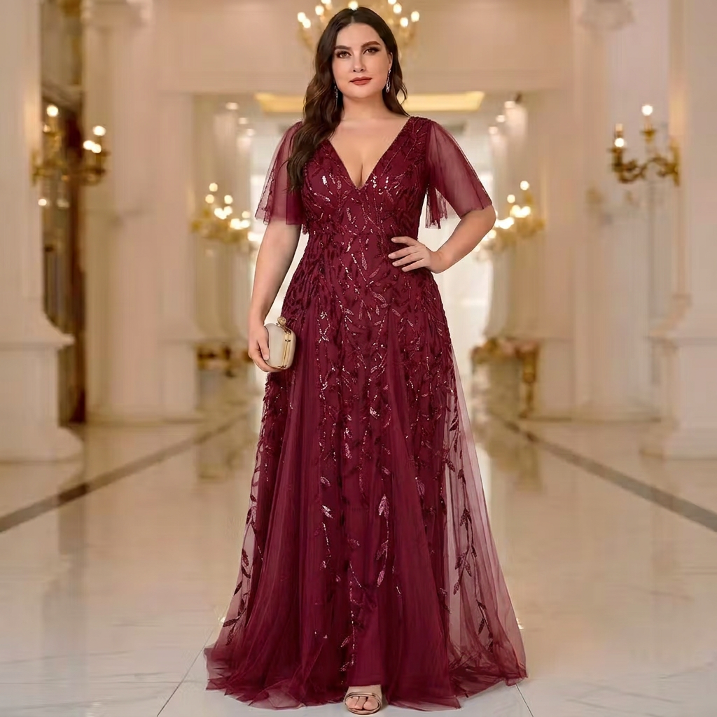 Yasmin | Enchanting Burgundy Evening Gown