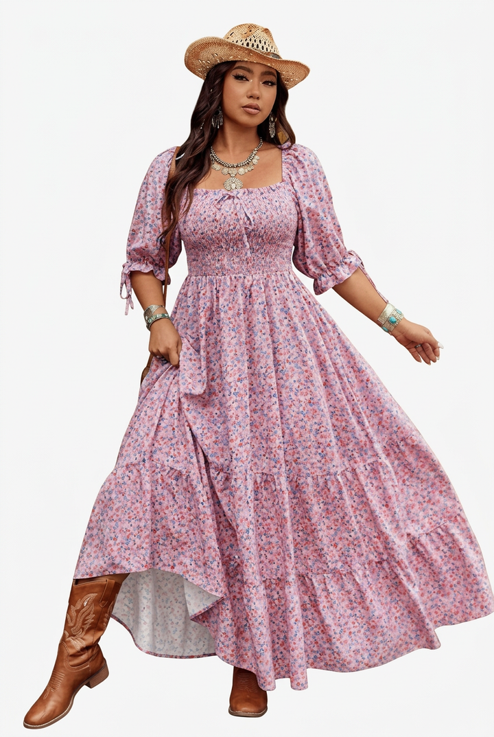 Zaina - Prairie Bloom Smocked Maxi Dress