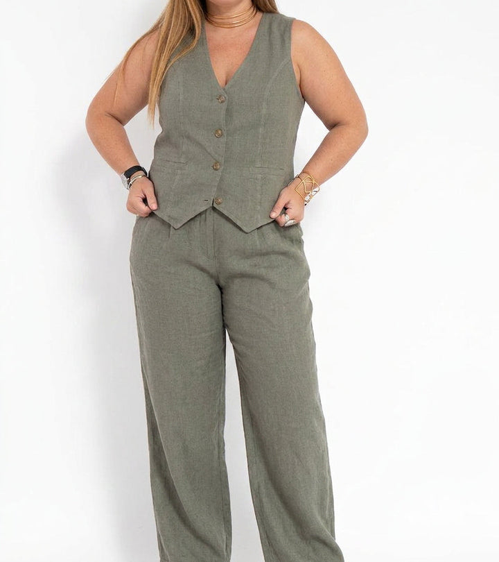 Seraphina  Co-ord Set Elegant Two-Piece With Waistcoat &amp; Pants Wide-Leg