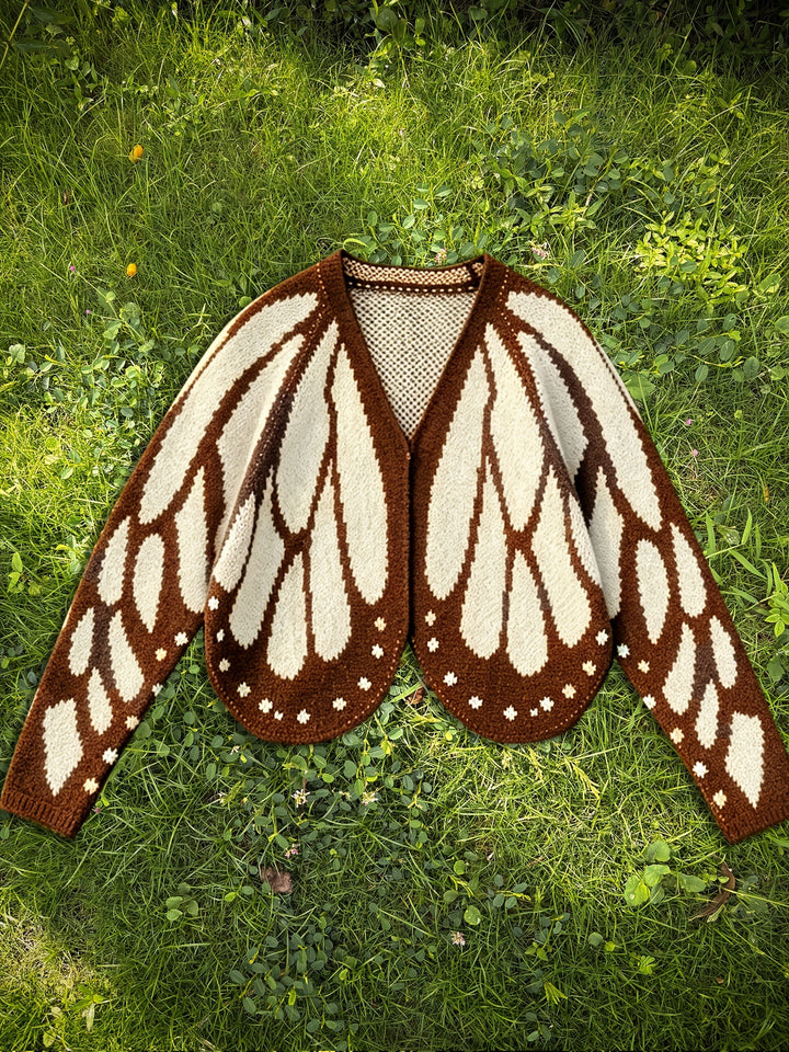 Butterfly Knit Cardigan, Open Front Long Sleeve Sweater