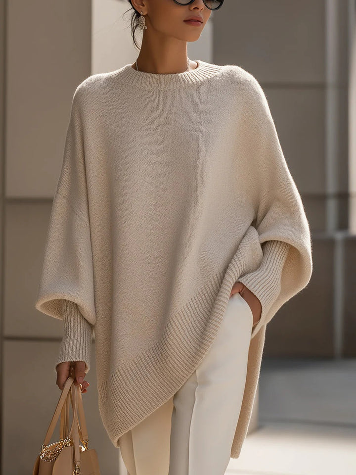 Thick Knit Pullover Sweater, Loose Fit Round Neck Top