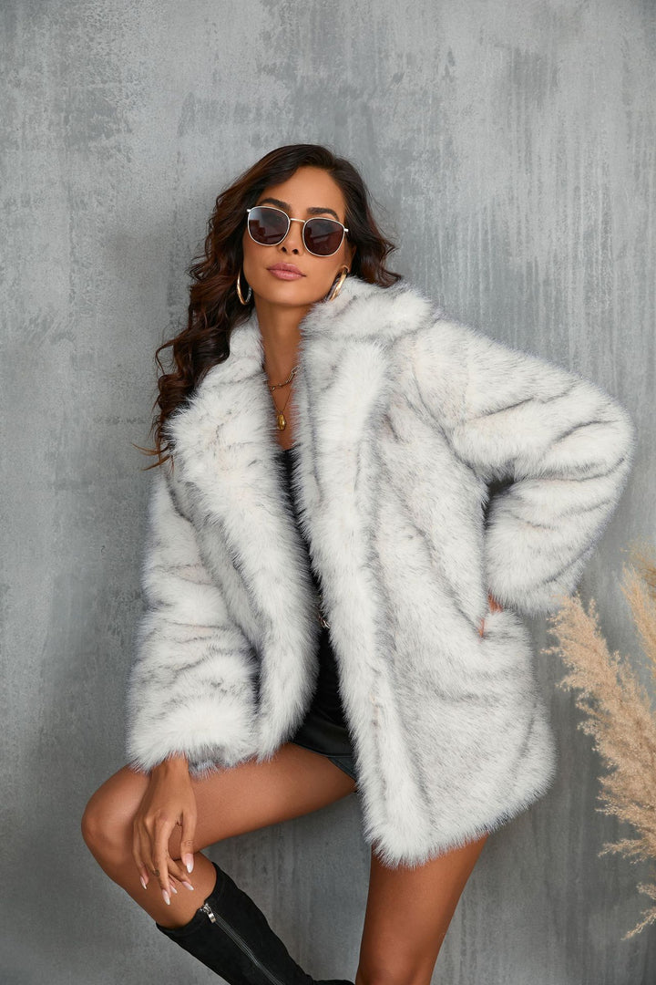 Woman in a fluffy faux fur coat