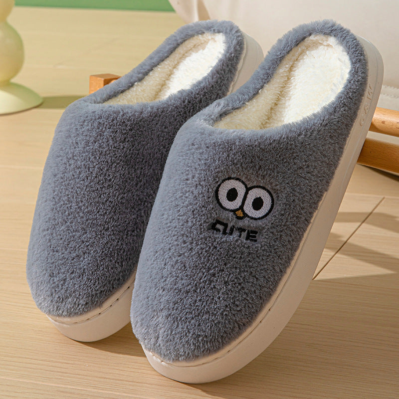 Big-Eyes Cartoon Slippers, Non-Slip Plush for Couples