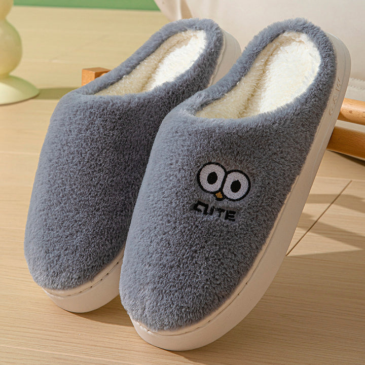 Big-Eyes Cartoon Slippers, Non-Slip Plush for Couples
