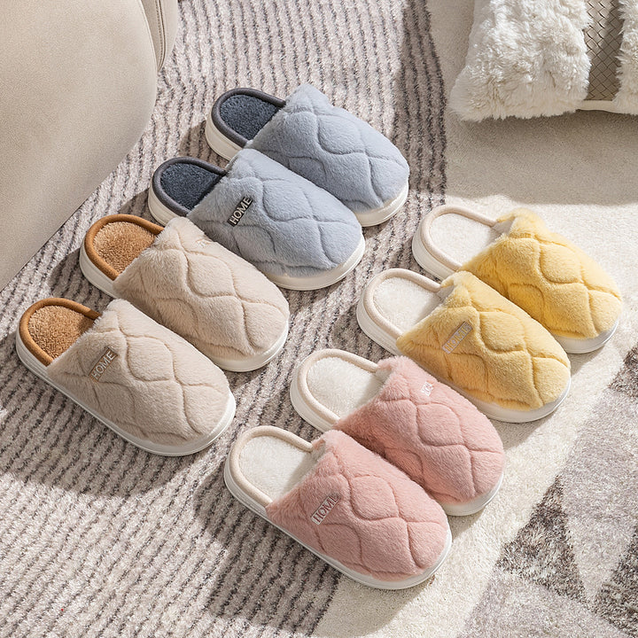 Warm Solid Plush Slippers for Women and Couples