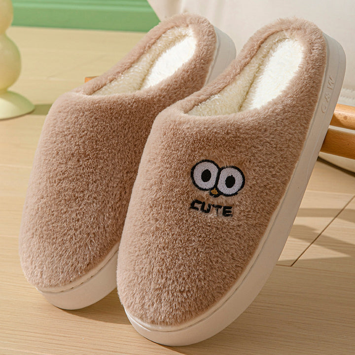 Big-Eyes Cartoon Slippers, Non-Slip Plush for Couples