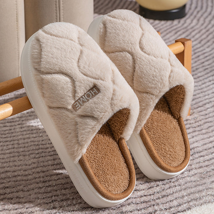 Warm Solid Plush Slippers for Women and Couples