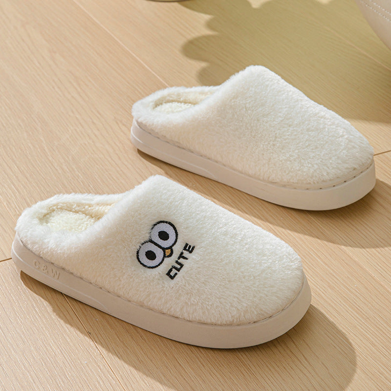 Big-Eyes Cartoon Slippers, Non-Slip Plush for Couples