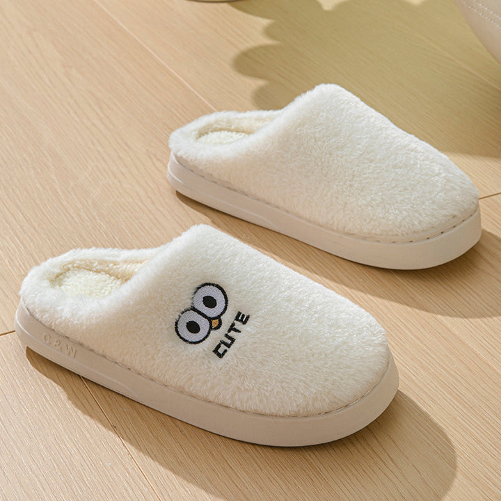 Big-Eyes Cartoon Slippers, Non-Slip Plush for Couples