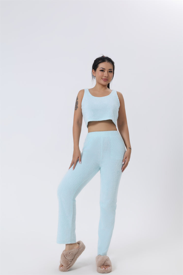 Cozy 3-Piece Pajama Lounge Set with Crop Top and Cardigan