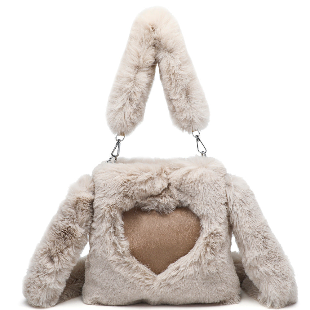 Fluffy pink heart shoulder bag