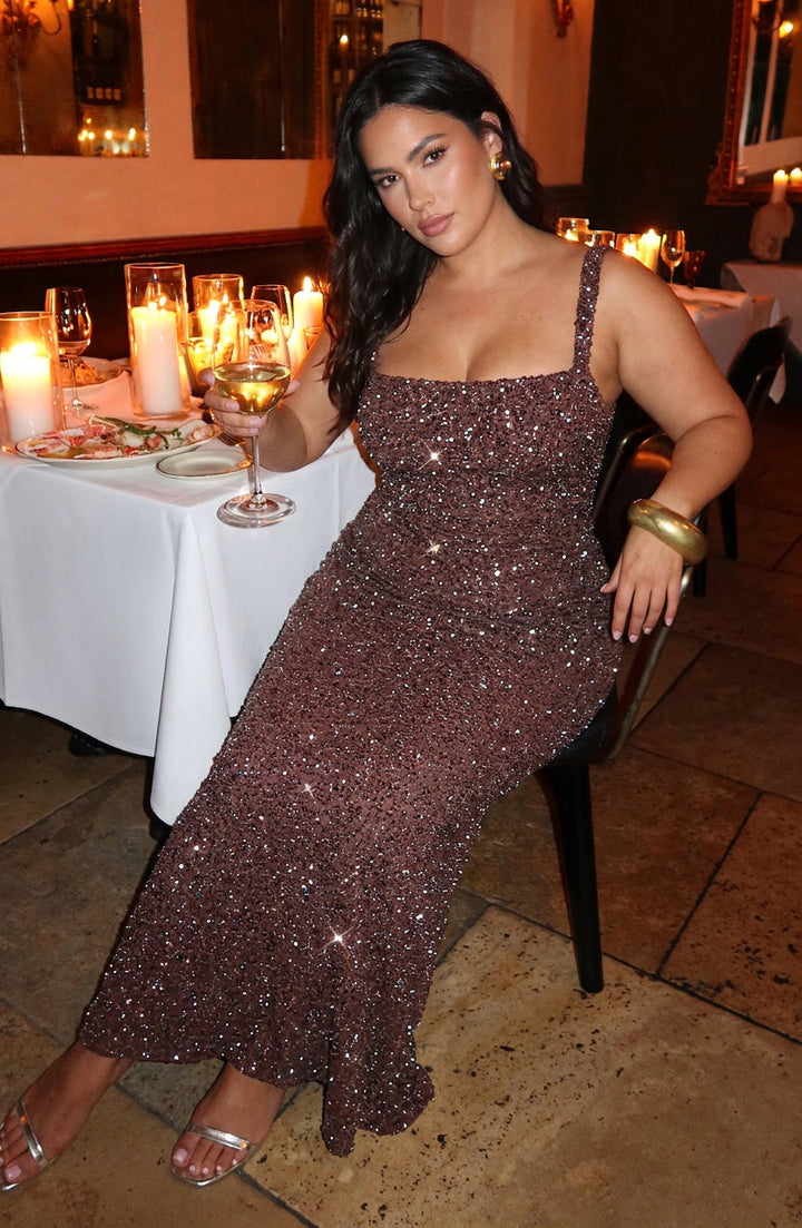 Esm Maxi Dress - Plum Brown Sparkle