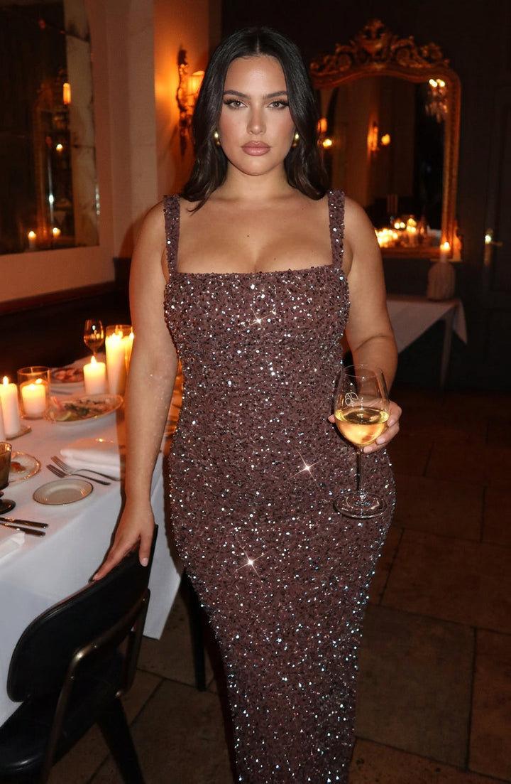 Esm Maxi Dress - Plum Brown Sparkle