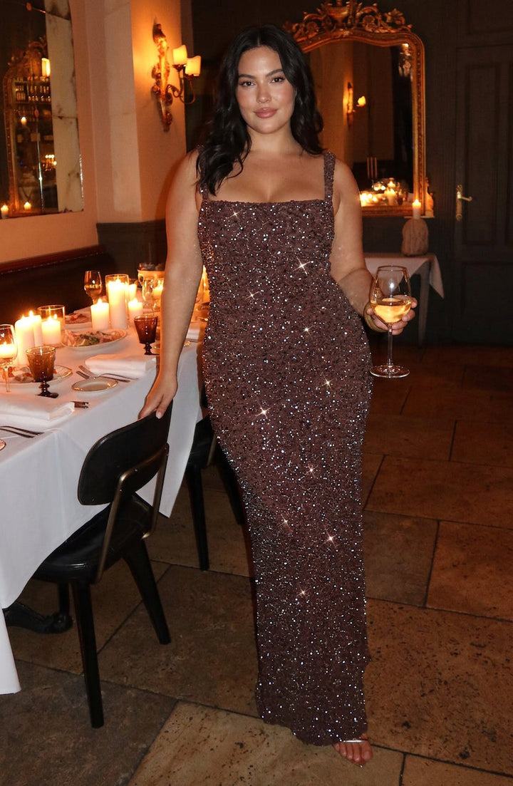 Esm Maxi Dress - Plum Brown Sparkle