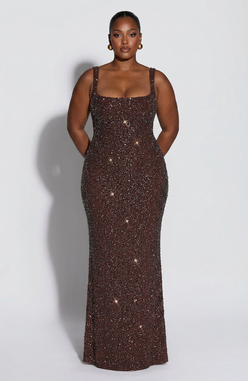 Esm Maxi Dress - Plum Brown Sparkle