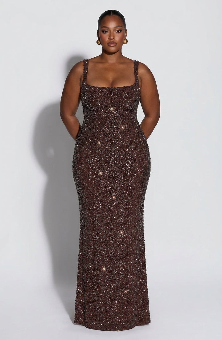Esm Maxi Dress - Plum Brown Sparkle