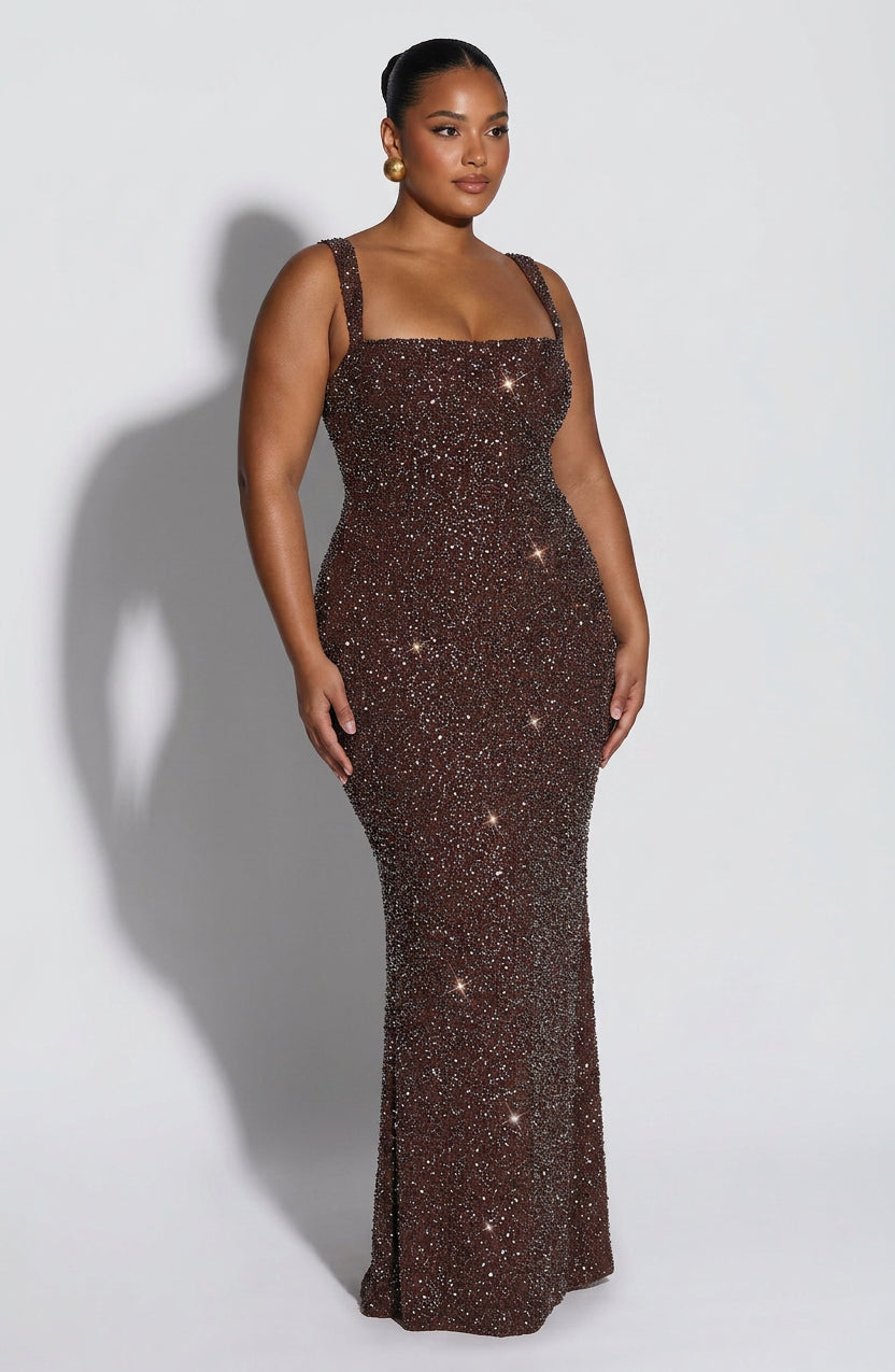 Esm Maxi Dress - Plum Brown Sparkle