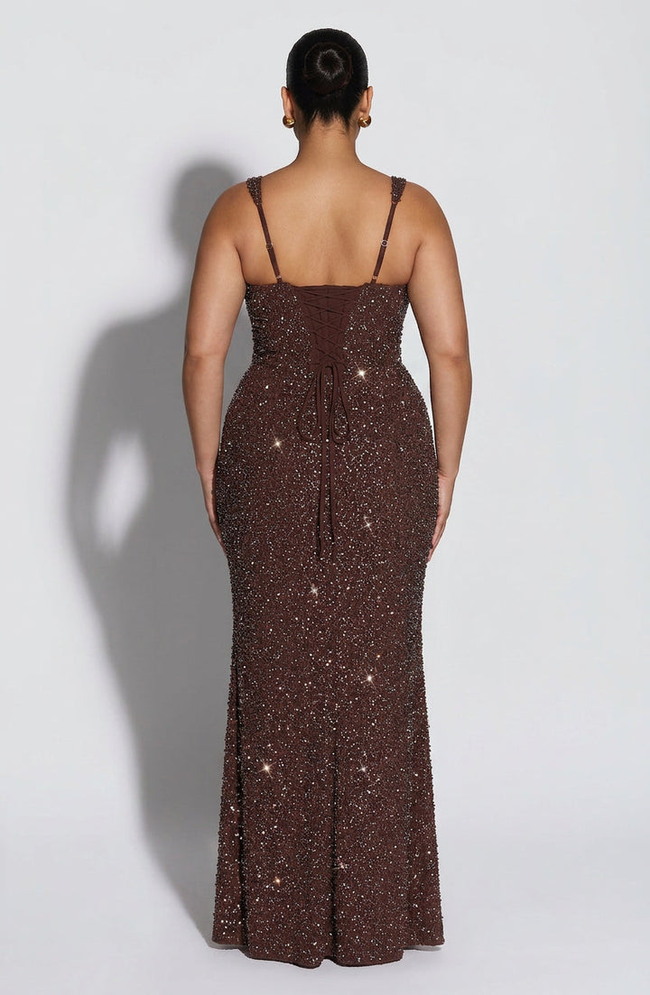 Esm Maxi Dress - Plum Brown Sparkle
