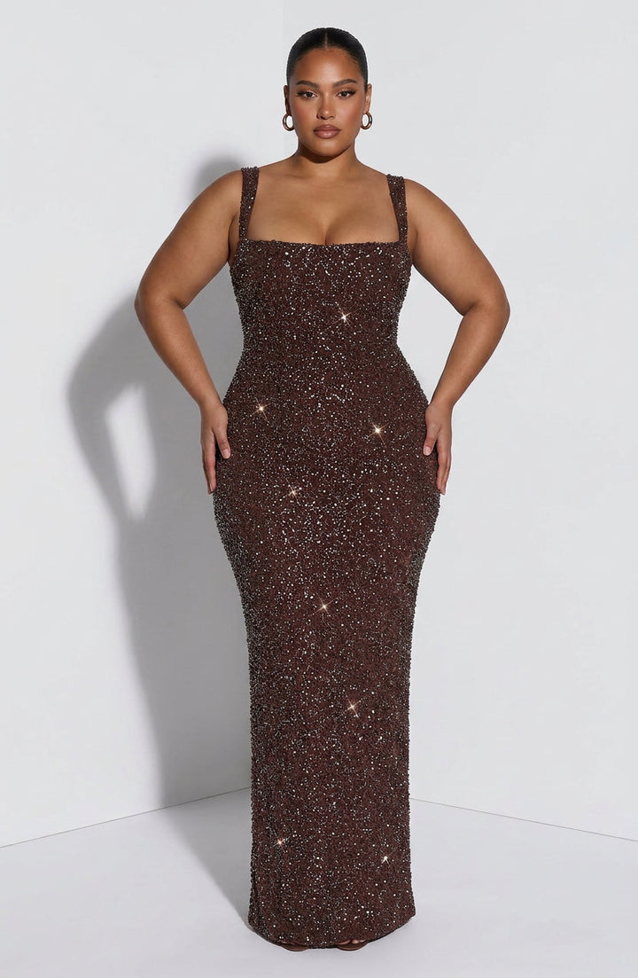Esm Maxi Dress - Plum Brown Sparkle