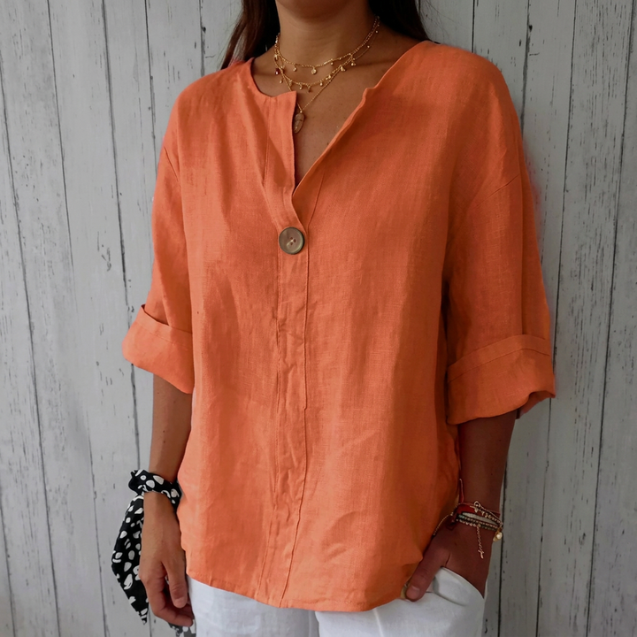 Monroe | Relaxed Button-Front Blouse with Turn-Up Sleeves