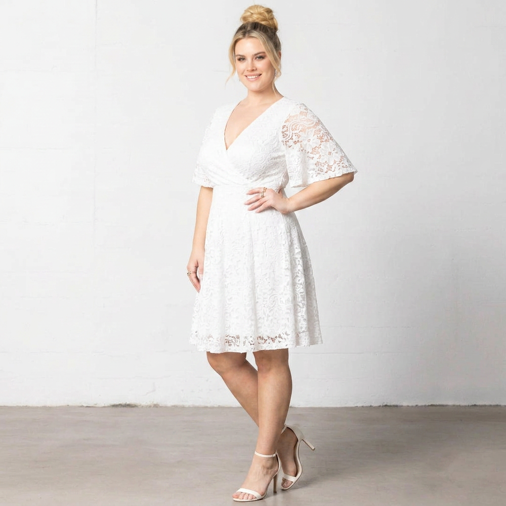 Clarissa Lace Flutter Sleeve Plus Size Wedding Dress