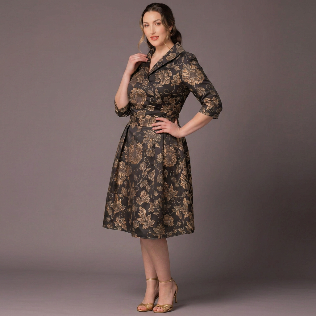 Vintage Floral Wrap Midi Dress
