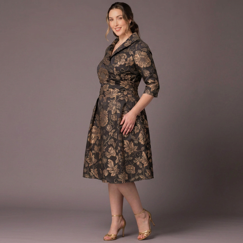 Vintage Floral Wrap Midi Dress