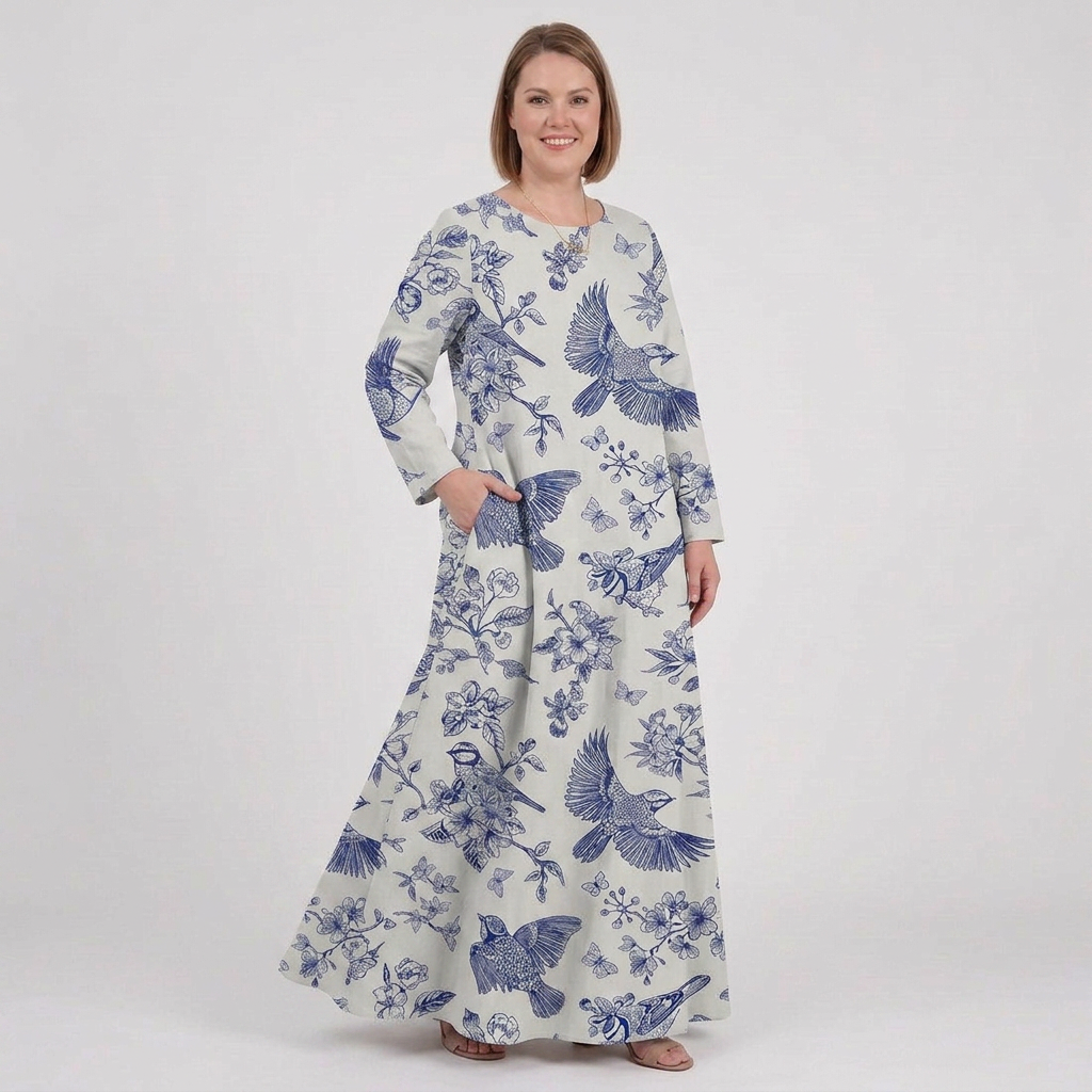Odette - Bird &amp; Botanical Print Maxi Dress
