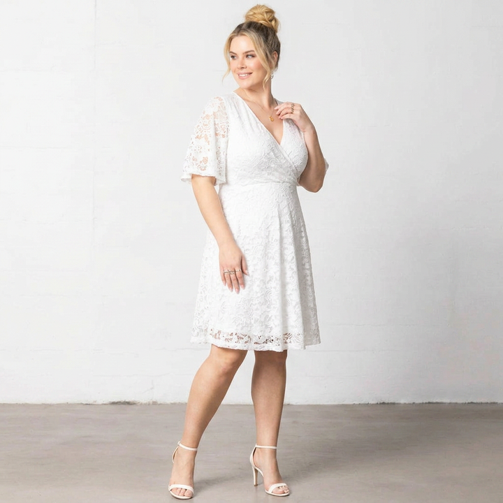 Clarissa Lace Flutter Sleeve Plus Size Wedding Dress