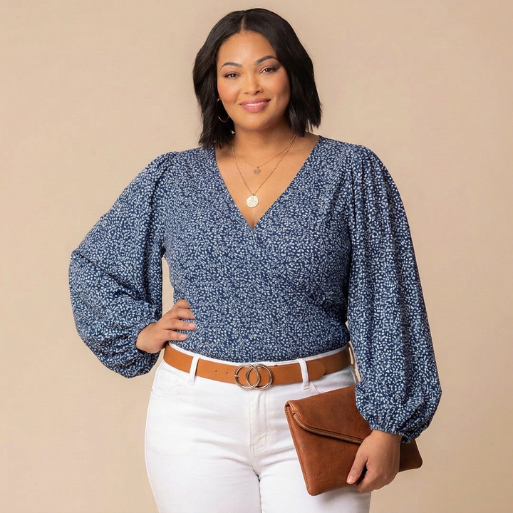 Nina Balloon Sleeve Wrap Top
