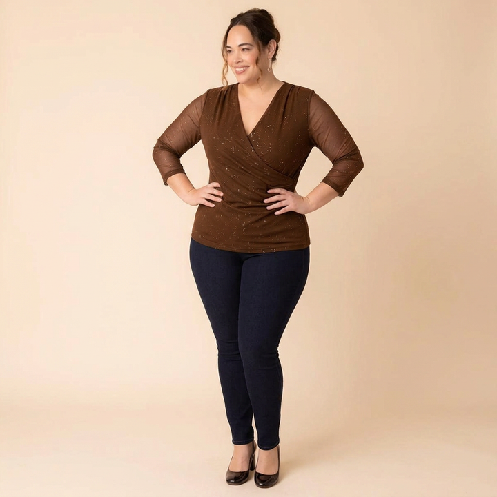 Celeste Sparkle Faux Wrap Top - Sale!