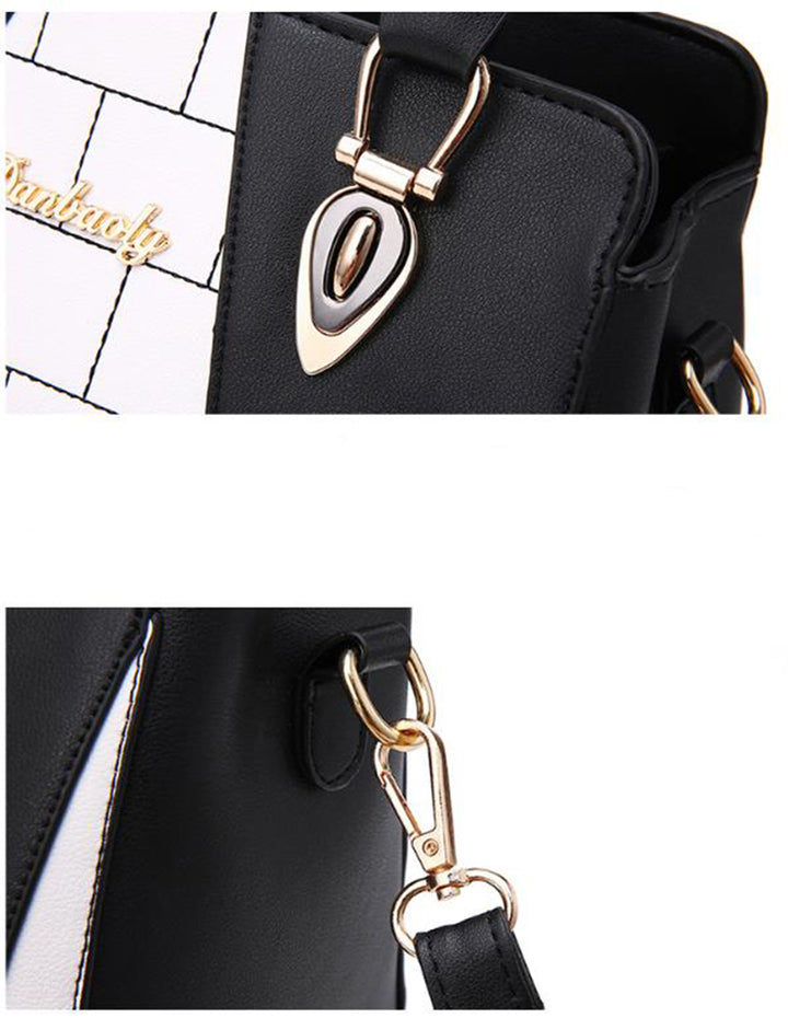 Two-tone handbag with pompom charm