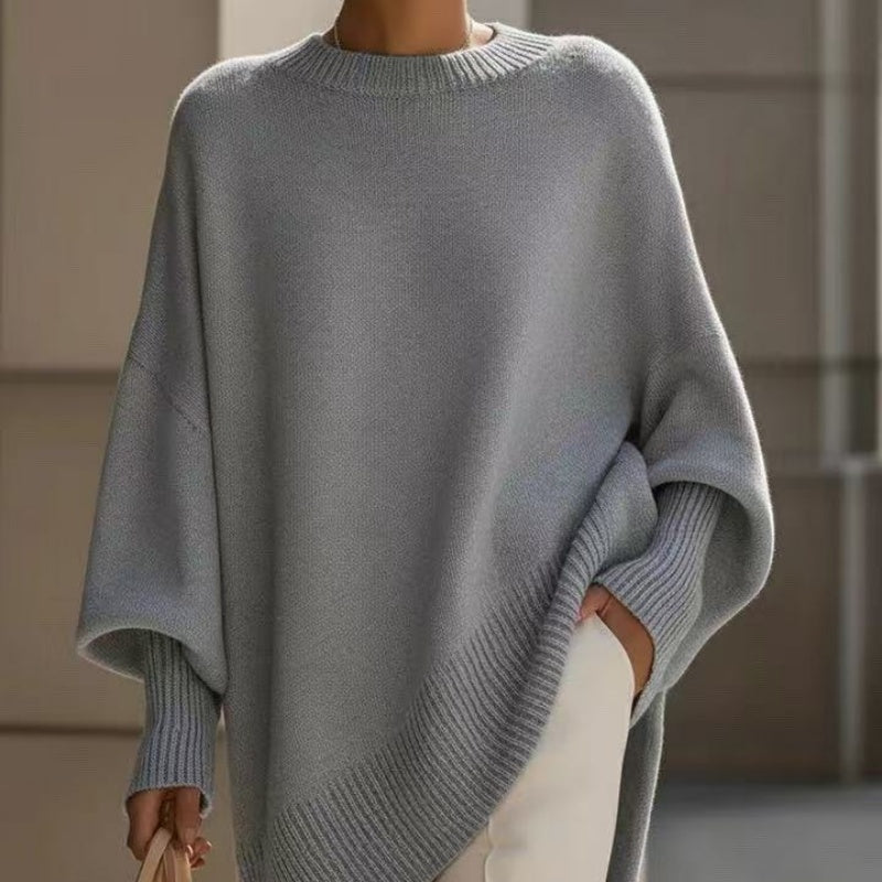 Thick Knit Pullover Sweater, Loose Fit Round Neck Top