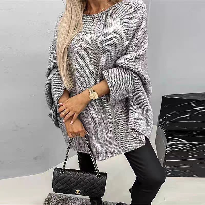 Batwing Sleeve Sweater for Women, Oversized Knit Shawl Top