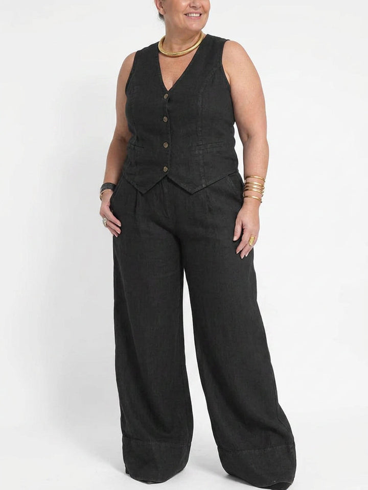 Seraphina  Co-ord Set Elegant Two-Piece With Waistcoat &amp; Pants Wide-Leg