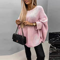 Batwing Sleeve Sweater for Women, Oversized Knit Shawl Top