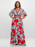 Aurelia | V Neck Short Sleeve Floral Maxi Dress